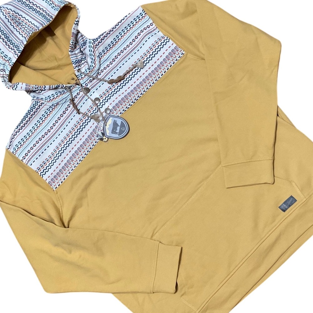 STS Ranchwear Mens Ryland Flaxen Aztec Hoodie Yellow Pullover STS-2140 XL NWT